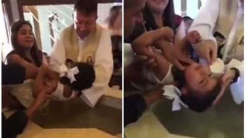 Niña insulta a sacerdote en bautizo