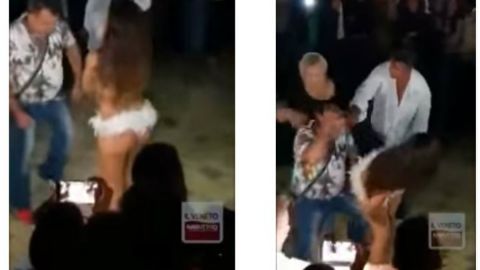 Esposa golpea a marido por bailar con otra