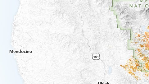 La cicatriz del incendio Complejo Mendocino el 27 de agosto de 2018.