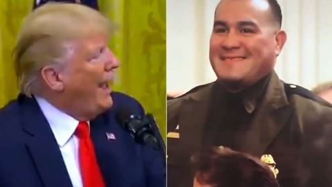El presidente Trump lideró un evento con oficiales de inmigración.