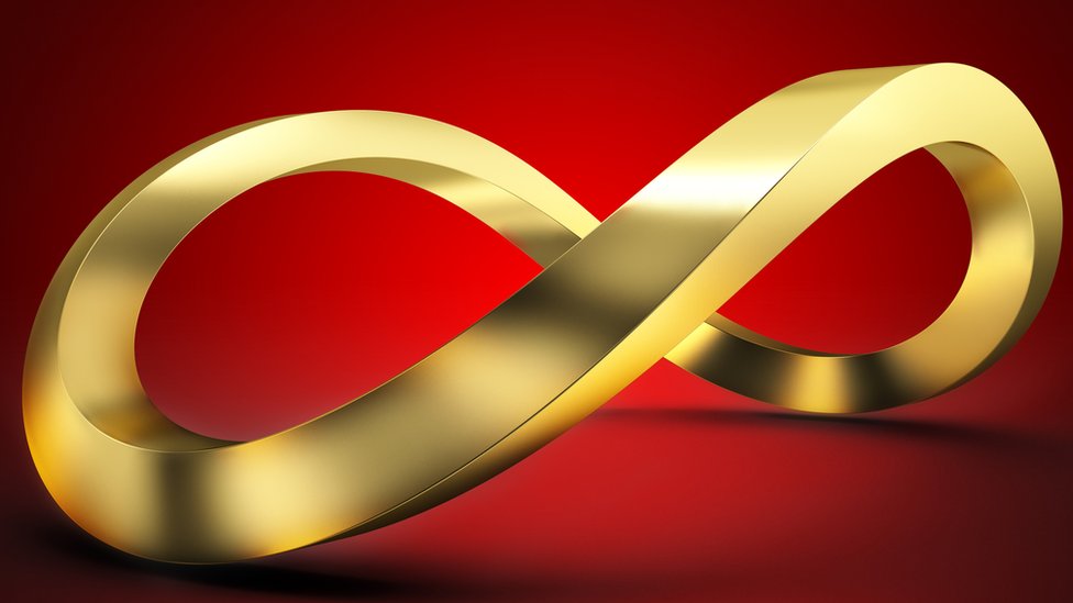 La cinta de Moebius se usa como símbolo del infinito.