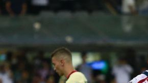 Jugadores de Chivas festejan el empate ante América en el estadio Azteca. (Foto: Imago7/Alejandra Suárez)