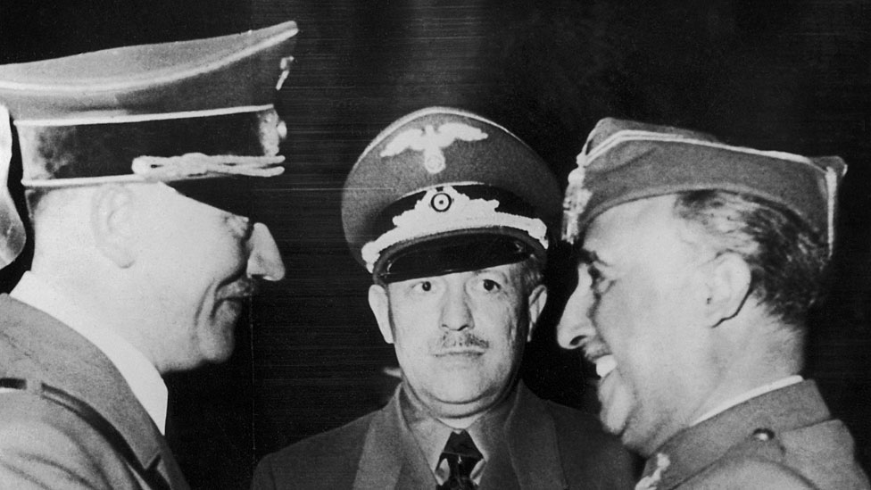 Hitler (i) y Franco (d) en Hendaya, Francia, el 23 de octubre de 1940.