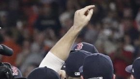 Los Medias Rojas de Boston celebran en el Minute Maid Park su pase a la Serie Mundial. (Foto: EFE/Michael Wyke)