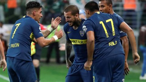 Darío Benedetto de Boca Juniors celebra su gol ante Palmeiras. (Foto: EFE/Sebastião Moreira)
