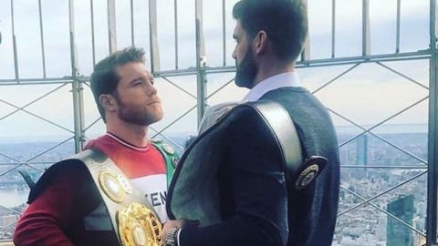 Canelo Álvarez y Rocky Fielding en el Empire State,