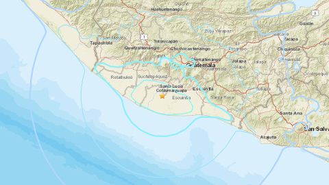 El sismo ocurrió a 5 millas  al este de Nueva Concepción, en Guatemala.