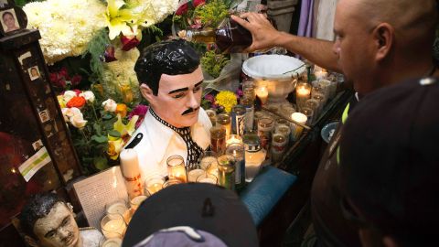 Un altar a Jesús Malverde, considerado como el santo de los narcotraficantes.