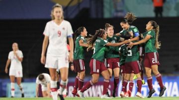 Celebración de la jugadoras de México que ya están en la final de la Copa Mundial Femenina Sub-17.