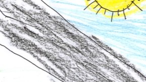 Un dibujo de "Mario", un niño guatemalteco que lleva 119 detenido junto con su madre en Dilley (Texas) forma parte de campaña de Amnistía Internacional USA contra detención de familias. Foto: suministrada