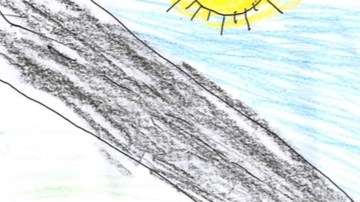 Un dibujo de "Mario", un niño guatemalteco que lleva 119 detenido junto con su madre en Dilley (Texas) forma parte de campaña de Amnistía Internacional USA contra detención de familias. Foto: suministrada