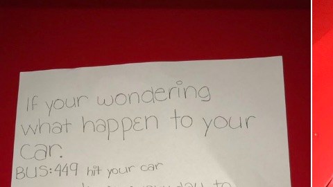 Un autobús le dañó su auto.
