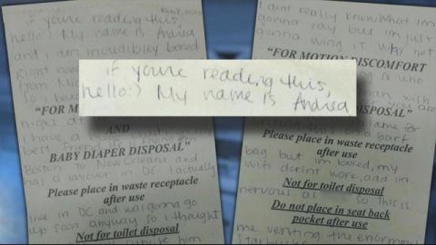 Carta encontrada en un avión que pudo acabar en amor.