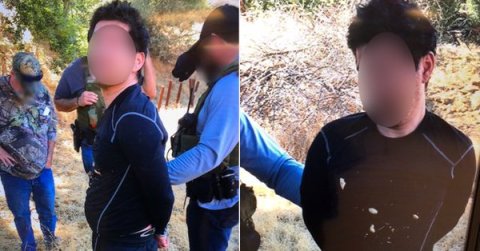 Anthony Rauda al momento de ser detenido. (@KTLA)