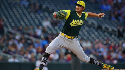 Sean Manaea , pitcher de los Atléticos de Oakland.