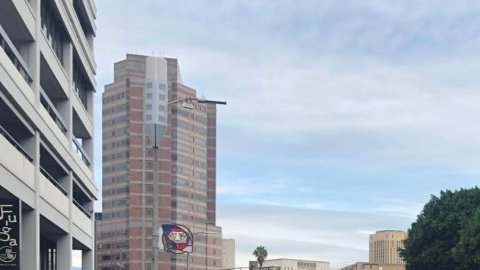 En el segundo día de huelga más de 10.000 personas se reunieron frente al edificio de la Asociación de Escuelas Chárter de California en el centro de Los Ángeles. (@UTLANow)