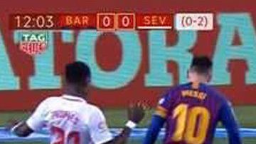 Lionel Messi provocó un penalti polémico ante el Sevilla.
