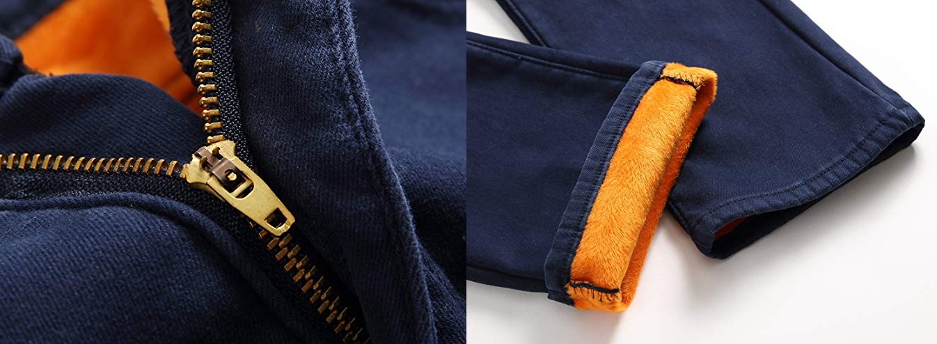 Pantalones de invierno para hombre TACVASEN forro polar, elásticos, resistentes al agua, con bolsillo con cremallera 
