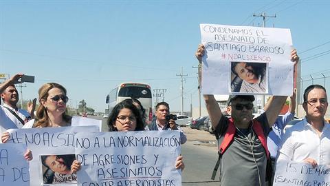 Periodistas protestan en Sonora.