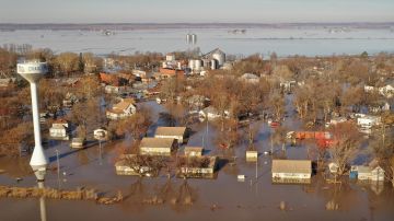 La crecida del río Missouri aísla la ciudad de Craig en Missouri, el 22 de marzo de 2019. Scott Olson/Getty Images