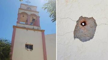 Iglesia San Jose Obrero dañada por las balas de narcotraficantes