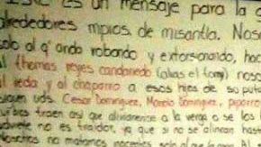 La narcomanta fue ubicada en una antigua gasolinera de gasolinera del municipio de Misantla.