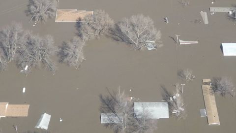 Los diques fallaron en el río Missouri en el condado de Fremont, el 23 de marzo.