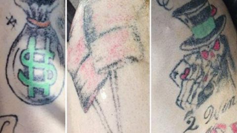 El sujeto tenía varios tatuajes.