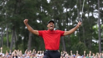 Tiger Woods celebra la consecución del Masters de Augusta 2019.