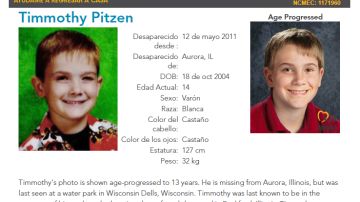 Cartel del niño desaparecido Timothy Pitzen.