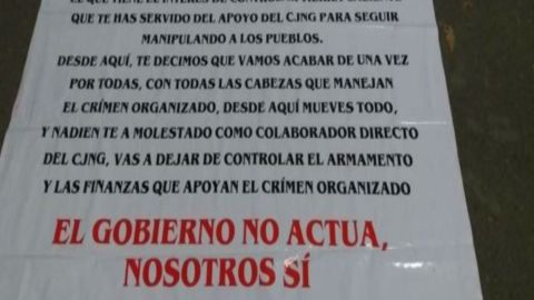 Narcomantas contra el CJNG en Michoacán