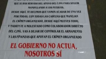 Narcomantas contra el CJNG en Michoacán