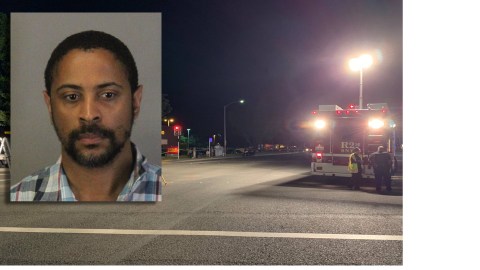 Combo de fotos de Isaiah Joel Peoples en el sitio del accidente.