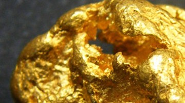 Roca de oro que encontró una familia.