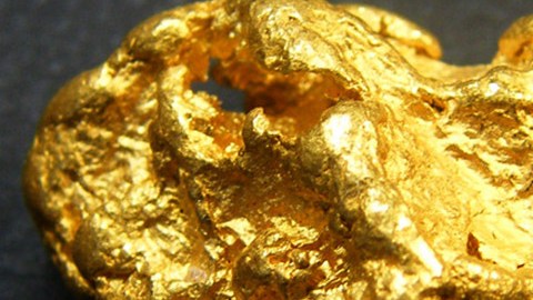 Roca de oro que encontró una familia.