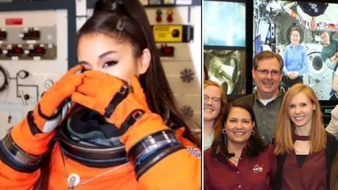 La popular cantante Ariana Grande estuvo de visita en el histórico Johnson Space Center.