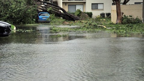 Un barrio inundado de Miami, Florida a raíz del huracán Irma en 2017.