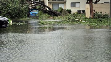 Un barrio inundado de Miami, Florida a raíz del huracán Irma en 2017.