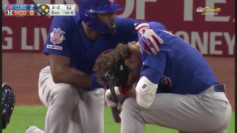 La pelota fue conectada por el bate del jardinero Albert Almora Jr. de los Cubs.