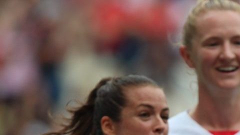 La capitana de la selección estadounidense Megan Rapinoe celebra su segundo gol conseguido ante España en el Mundial de Francia 2019.