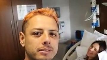 Javier Chicharito Hernández y Sarah Kohan, a segundos del parto de su primer hijo.