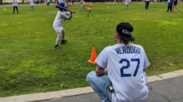 Los niños tuvieron la oportunidad de jugar junto a sus jugadores favoritos de los Dodgers Alex Verdugo y Caleb Ferguson. (Jacqueline García