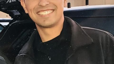 07/29/19 / LOS ANGELES/Photographs of LAPD officer Juan Diaz displayed at a make shift memorial outside the Los Angeles Police station in downtown Los Angeles. Officer Diaz was gunned down at a taco stand in Lincoln Heights in the early hours of Saturday. (Aurelia Ventura/La Opinión)