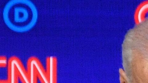 Democratic presidential hopeful former Vice President Joe Biden (L) listens as US Senator from California Kamala Harris speaks during the second round of the second Democratic primary debate of the 2020 presidential campaign season hosted by CNN at the Fox Theatre in Detroit, Michigan on July 31, 2019. (Photo by Jim WATSON / AFP)        (Photo credit should read JIM WATSON/AFP/Getty Images)