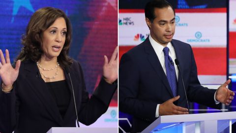 Kamala Harris y Julián Castro son dos de los candidatos demócratas que participarán en el foro. (Archivo)
