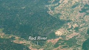 La vista del delta del  río Mississippi desde la Estación Espacial Internacional.