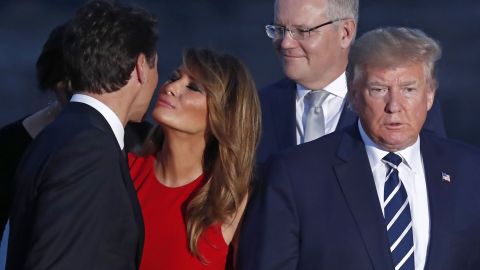 El saludo de Melania Trump a Trudeau.