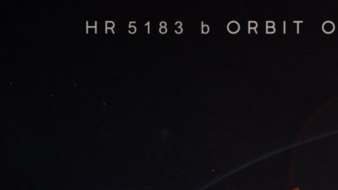 La ilustración compara la órbita excéntrica de HR 5183 b con las órbitas  de los planetas del sistema solar.