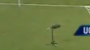 Las imágenes muestran que el silbante fue alcanzado por un objeto lanzado desde la tribuna y el cuarto árbitro continuó con el juego