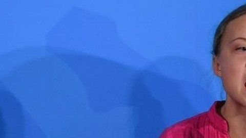 Greta Thunberg pronunciando su famoso discurso ante la ONU
